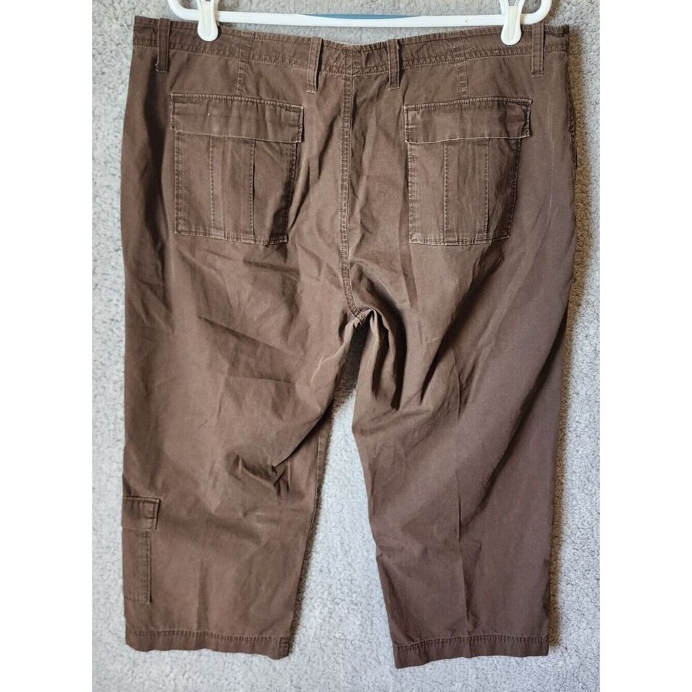 Eddie Bauer Women's Vashon Fit Chino Khaki Capri Cropped Cargo Pants Brown Sz 18 - Picture 10 of 16